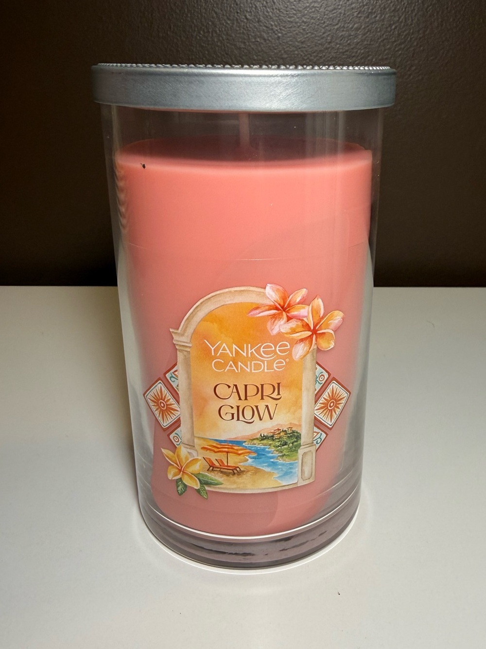 Yankee Candle Capri Glow Large Tumbler Candle 14.25 oz Single Wick Pink NEW